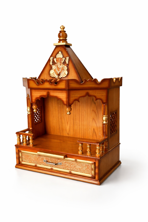 Pooja Mandir Wall Hanging Temple Teak Wood Finish