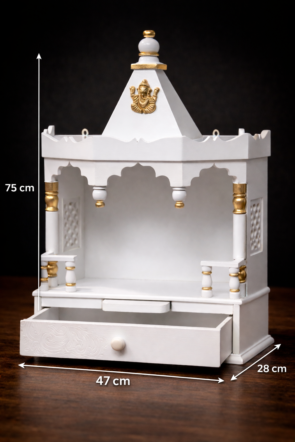 White Wooden Wall Mounted Temple For Home Decor