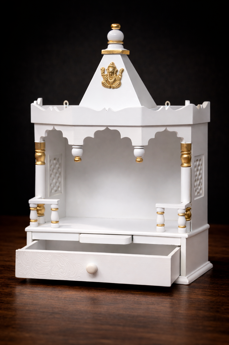 White Wooden Wall Mounted Temple For Home Decor