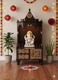Wooden Floor Temple For Home Decor Brown Glossy Polish