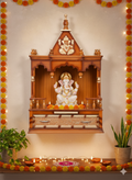 Pooja Mandir Wall Hanging Temple Teak Wood Finish