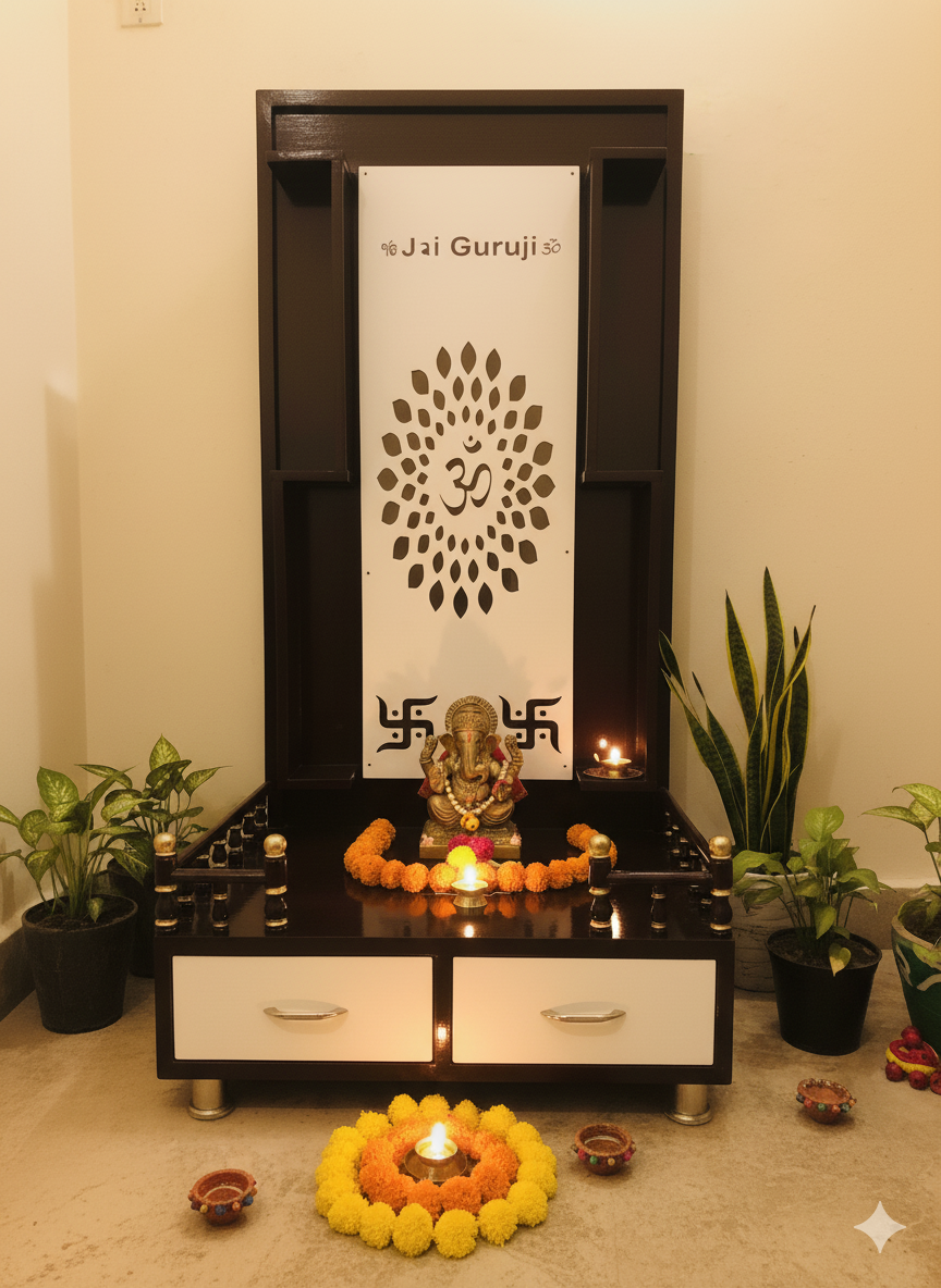 Wooden Home Temple Premium Ply Wood White Gloss For Homes