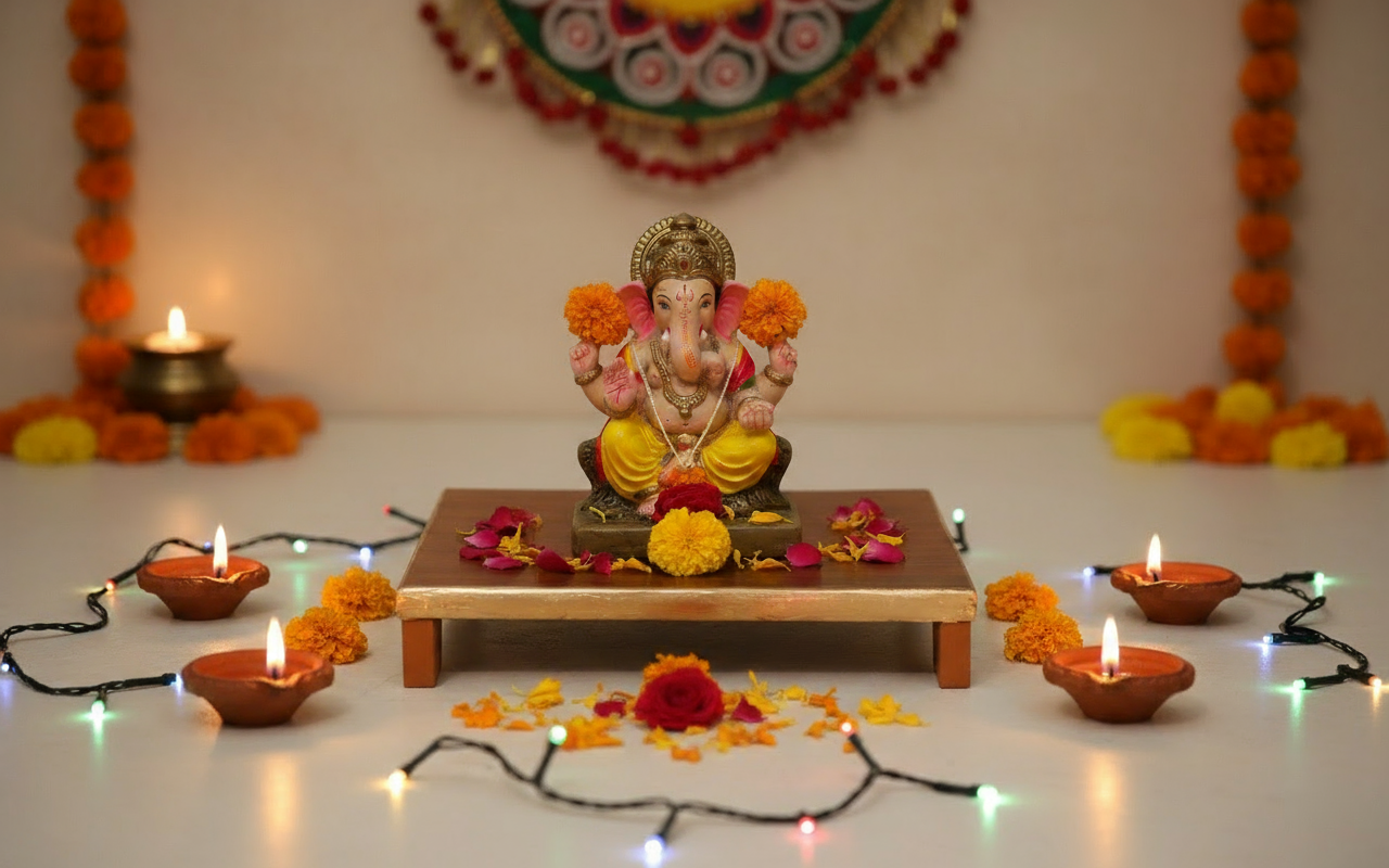 Handcrafted Wooden Pooja Chowki