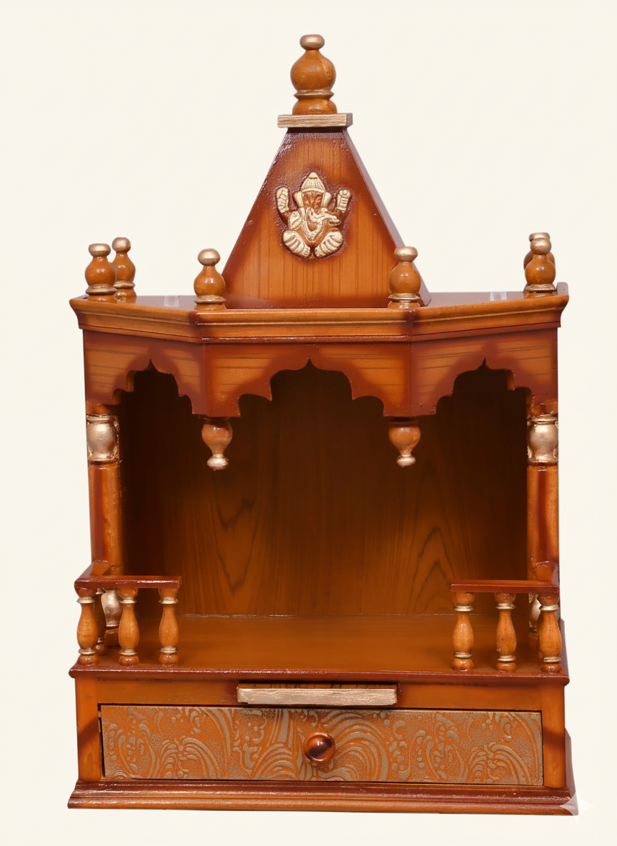 Traditional Wooden Wall Mounted Temple For Home Decor