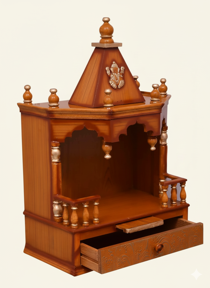 Traditional Wooden Wall Mounted Temple For Home Decor