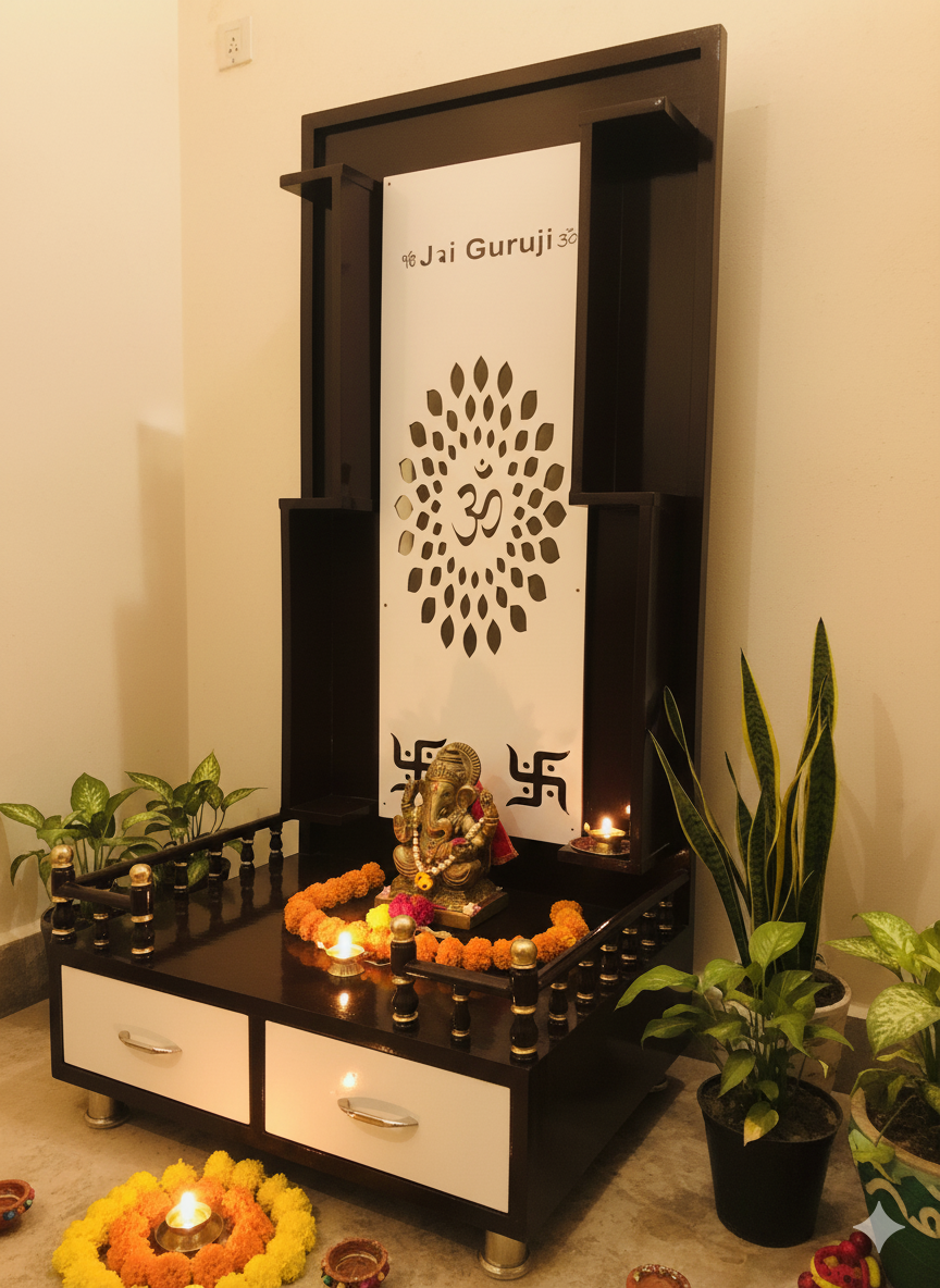 Wooden Home Temple Premium Ply Wood White Gloss For Homes