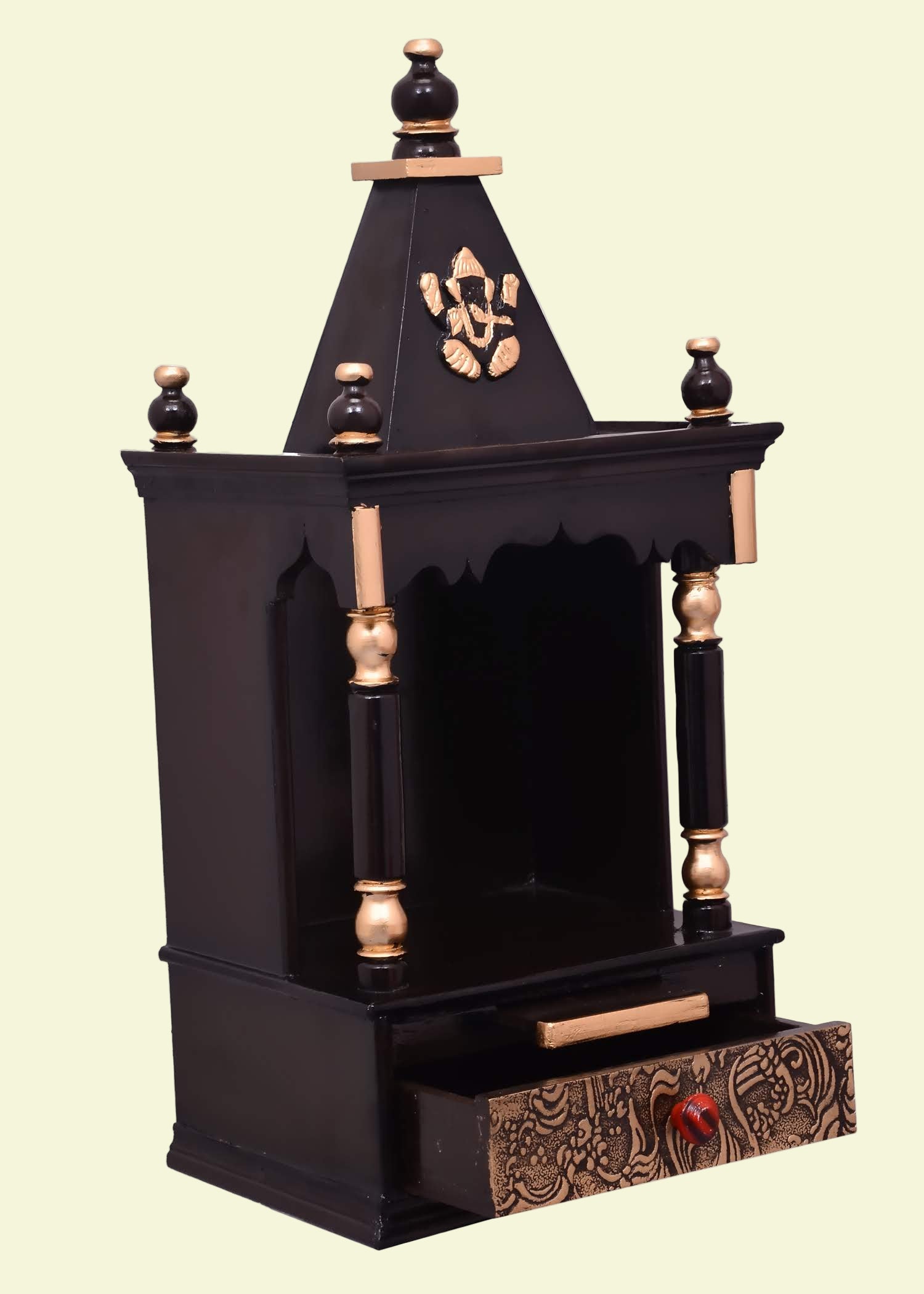 Wooden Wall Hanging Temple Small Brown Polish