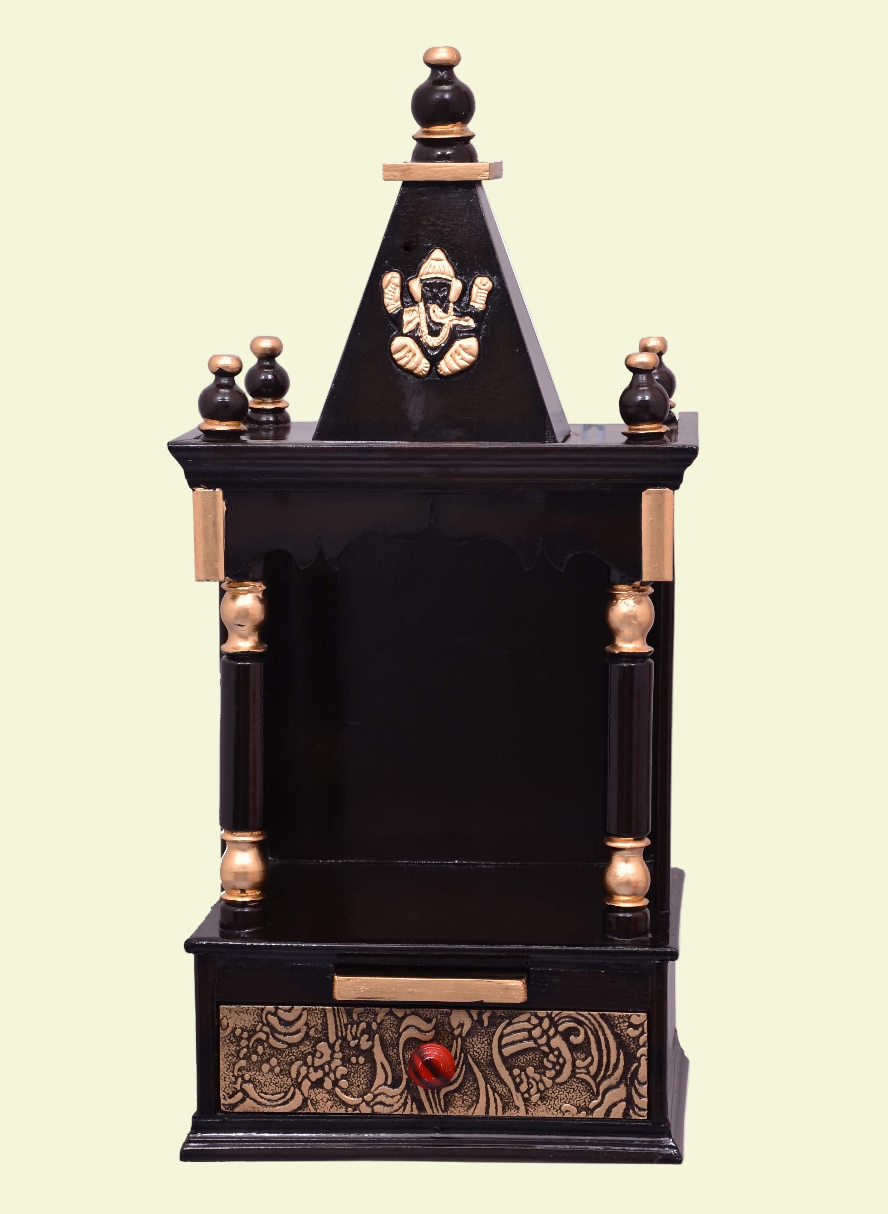 Wooden Wall Hanging Temple Small Brown Polish