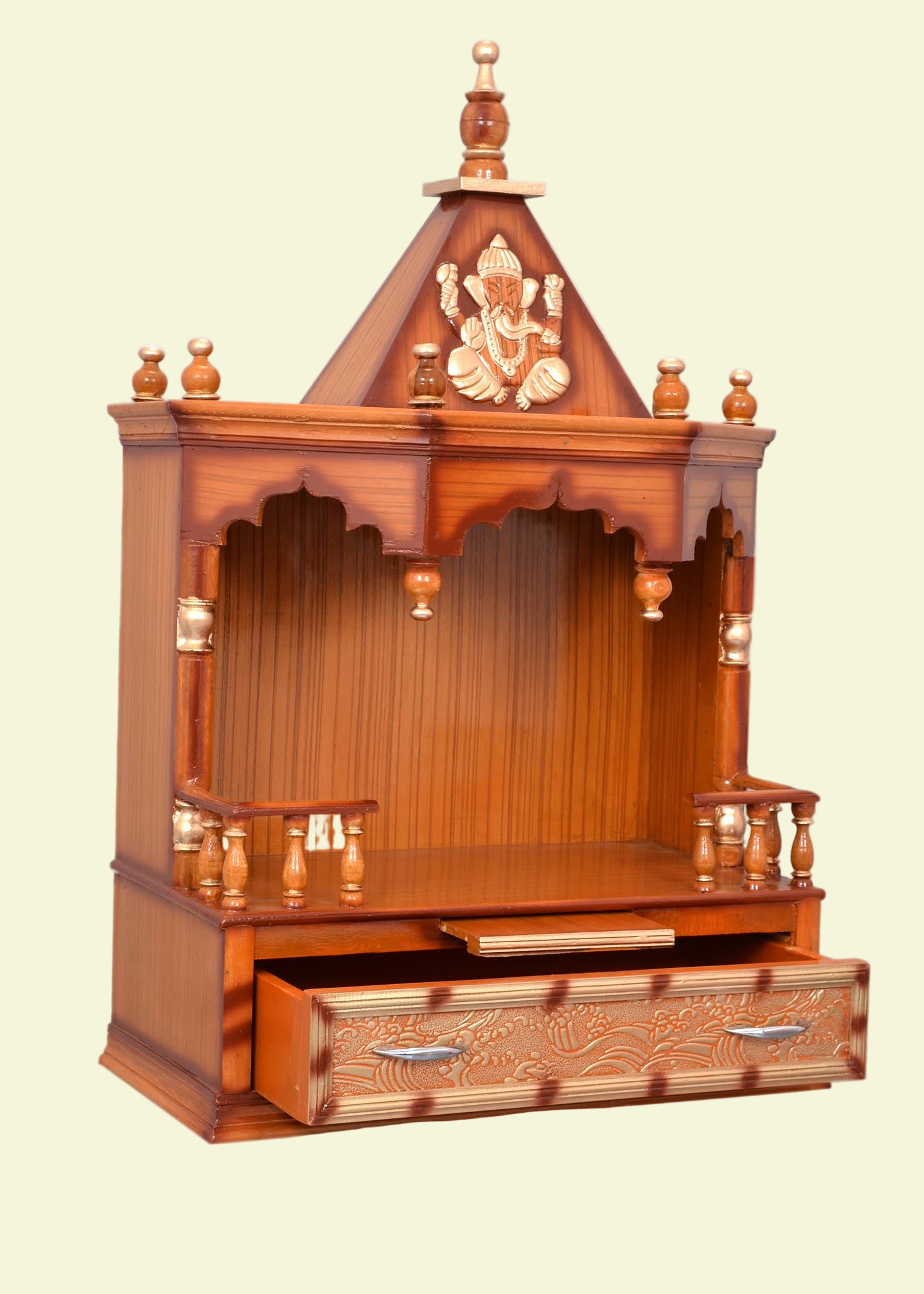 Pooja Mandir Wall Hanging Temple Teak Wood Finish