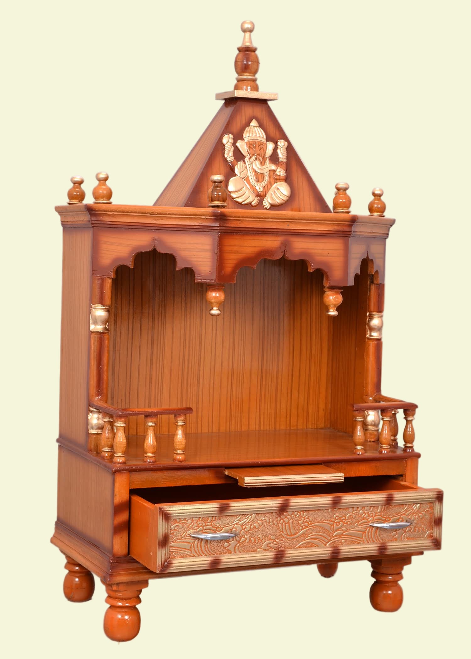 Premium Wooden Temple For Home Shrines Teak Finish