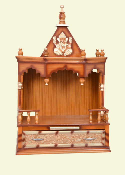 Pooja Mandir Wall Hanging Temple Teak Wood Finish